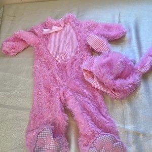 6-12 month baby girl pink fuzzy bunny 2 piece
